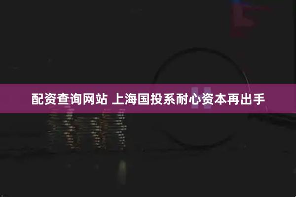 配资查询网站 上海国投系耐心资本再出手